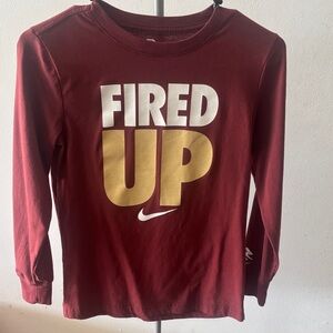 Nike Kids Long-Sleeve Tee - Maroon, Gold & White Graphic